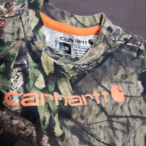 Carhartt One Piece Camo Short Sleeve Diaper Shirt 100% Cotton Size 12 Months - Picture 4 of 6